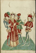 King Avenir with Courtiers Converses with Josaphat; Follower of Hans Schilling, German, active 1459 - 1467)