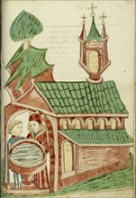 Josaphat and a Priest near a Church Baptismal Font; Follower of Hans Schilling, German, active 1459 - 1467)