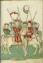King Avenir and Josaphat Meet on Horseback, with Attendants; Follower of Hans Schilling, German, active 1459 - 1467)