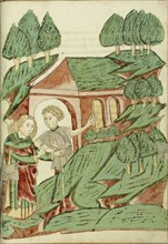Josaphat meets a Hermit; Follower of Hans Schilling, German, active 1459 - 1467, from the Workshop of Diebold Lauber German