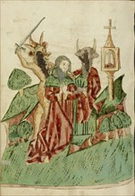 Josaphat Attacked by Two Demons; Follower of Hans Schilling, German, active 1459 - 1467, from the Workshop of Diebold Lauber