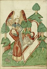 Josaphat buries Barlaam, while an Angel Holds his Crown; Follower of Hans Schilling, German, active 1459 - 1467)
