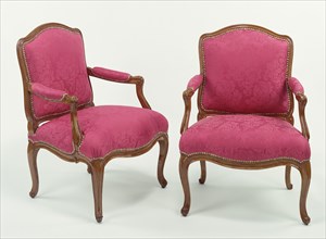 Armchair, one of a pair, Nicolas-Quinibert Foliot, French, 1706 - 1776, Paris, France; 1762; Beech; modern silk upholstery