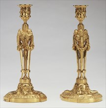 Pair of Candlesticks; Etienne Martincourt, French, died after 1791, master 1762), Paris, France; about 1780; Gilt bronze
