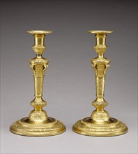 Pair of Candlesticks; about 1680 - 1690; Gilt bronze