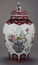 Lidded Vase; Yongzheng, China; about 1730; Hard-paste porcelain, enameled decoration; 62.9 x 33 cm, 24 3,4 x 13 in
