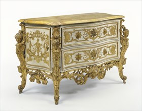 Pair of Commodes; Carving attributed to Joachim Dietrich, German, 1690 - 1753, and sides after engravings