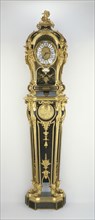 Pedestal Clock; Paris, France; late 19th - early 20th century; Oak veneered with tortoise shell, ebony, and brass; enameled