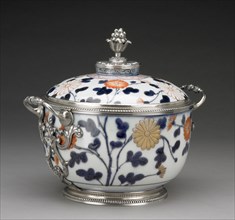 Lidded Bowl; Imari, Japan; porcelain about 1680; mounts about 1717 - 1727; Hard-paste porcelain; colored enamel decoration