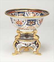 Bowl on Stand; Imari, Japan; stand late 17th century; bowl about 1720; mount about 1740; Porcelain and gilt bronze mounts