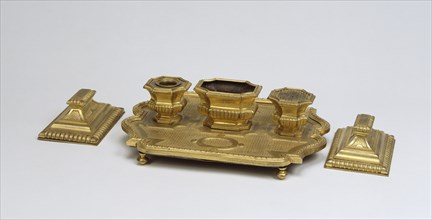 Inkstand and Paperweights; about 1715; Gilt bronze