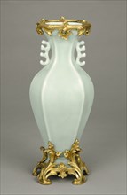 Vase; China; porcelain about 1740; mounts about 1745 - 1750; Hard-paste porcelain; celandon ground color; gilt bronze mounts