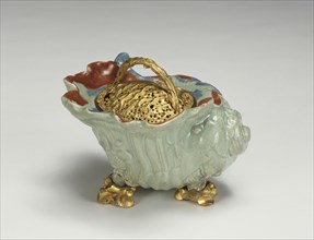 Mounted Shell; Arita, Japan; porcelain about 1660 - 1680; mounts about 1750; Hard-paste porcelain, celadon ground color