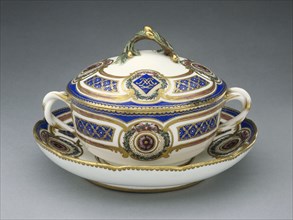 Lidded Bowl on Dish; Painted by Pierre-Antoine Méreaud, French, active 1754 - 1791, Sèvres Manufactory, French, 1756 - present