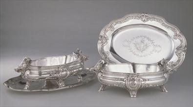 Pair of Tureens, Liners, and Stands; Thomas Germain, French, 1673 - 1748, master 1720), arms added by François-Thomas Germain