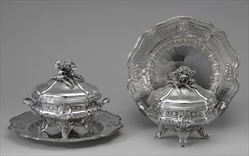 Pair of Lidded Tureens, Liners, and Stands; Thomas Germain, French, 1673 - 1748, master 1720), Paris, France; 1744 - 1750