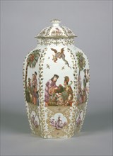 Lidded Vase of a Garniture of Five Vases; Decoration attributed to Johann Gregor Höroldt, German, 1696 - 1775, Meissen