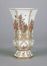 One Open Vase of a Garniture of Five Vases; Decoration attributed to Johann Gregor Höroldt, German, 1696 - 1775, Meissen