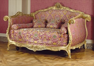 Bed, Lit à la Turque, Attributed to Jean-Baptiste Tilliard, French, 1686 - 1766, Paris, France; about 1750 - 1760; Gessoed