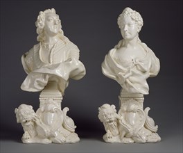 Pair of Busts: Louis XV and Marie Leczinska; Rue de Charenton Manufactory, Paris, or Chambrette Manufactory, Lunéville