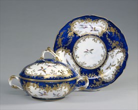 Lidded Bowl and Dish; Vincennes Porcelain Manufactory, French, 1740 - 1756, Vincennes, France; about 1752 - 1753; Soft-paste