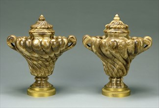 Pair of Lidded Vases; about 1700; Marble and gilt bronze