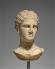Head of a Young Woman from a Grave Monument; Athens, Greece, Attica, about 320 B.C; Marble; 34.3 × 15.6 × 22.2 cm