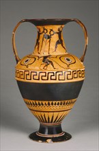 Storage Jar with Boxers; Attributed to Painter N, Greek, Attic, active 540 - 520 B.C., signed by Nikosthenes, Greek, Attic
