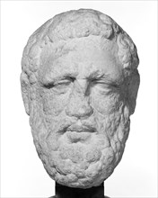 Unfinished Head of Bearded Herakles; 3rd - 2nd century B.C; Marble; 30.5 × 21.5 × 23 cm, 12 × 8 7,16 × 9 1,16 in