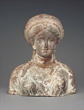 Bust of a Female Figure; Sicily, Italy; 300 - 200 B.C; Terracotta with traces of polychromy; 25.7 x 22.2 cm, 10 1,8 x 8 3,4 in