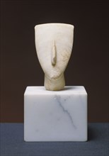 Head Fragment from a Cycladic Figure, Dokathismata Variety, Cyclades, Greece; about 2800 - 2200 B.C; Marble; 8.6 cm, 3 3,8 in