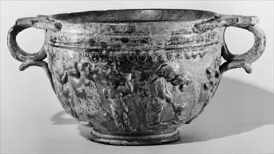 Lead-Glazed Skyphos; Asia Minor; 1st century; Terracotta; 7 × 13.5 × 8.3 cm, 2 3,4 × 5 5,16 × 3 1,4 in