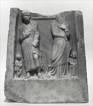 Fragment of a Grave Stele of a Man and his Wife; Asia Minor; about 125 B.C; Marble; 51 × 44.3 × 9.7 cm