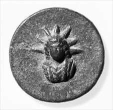 Medallion with Bust of Helios; Asia Minor, ?, 1st century B.C. - 1st century A.D; Bronze; 1.5 × 1.4 cm, 9,16 × 9,16 in