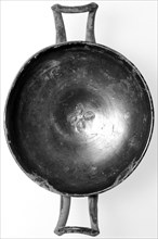 Campanian Black Kylix, Stemless, Campania, South Italy, Europe; 323 - 31 B.C; Terracotta; 6.4 x 19 x 12.4 cm