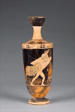 Vessel with a Girl Riding Piggyback on a Satyr; Carlsruhe Painter, Greek, active 475 - 450 B.C., Athens, Greece; 470 - 460 B.C