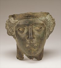 Head of Bacchus; Italy; 1st century; Bronze; copper lips; 12.7 × 14.3 × 13.4 cm, 5 × 5 5,8 × 5 1,4 in