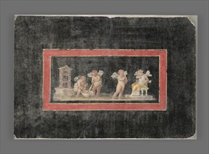Wall Fragment with Cupids and Psyche Making Perfume; Italy, Europe; 50 - 79 A.D; Fresco; 38 × 56 × 2 cm