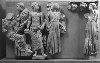 Large Sarcophagus with the Muses, Fragmentary Right Half, mid-3rd century; Thasian? marble, crystalline white; 137 × 224 cm