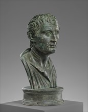 Bust of Menander; 25 B.C. - A.D. 50; Bronze; 17 × 8.1 cm, 6 11,16 × 3 3,16 in