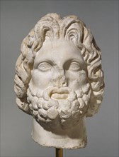 Head of Seated Zeus; Greece, ?, 1st century B.C; Pentelic? marble, with added metal wreath; 52.5 x 37 x 34 cm