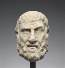 Head of a Greek Philosopher or Poet; Rome, Italy, Europe; 2nd century; Marble, white; 28 × 19.5 × 25 cm