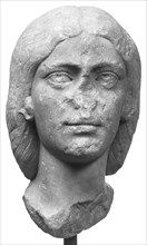 Portrait Head of a Girl worked for insertion in a Statue; Roman Empire; early 3rd century A.D; Italian marble; 29 cm, 11 7,16 in