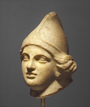 Head of an Amazon; Argos, ?, Greece; late 5th century B.C; Marble; 21.4 × 15.7 × 16.2 cm, 8 7,16 × 6 3,16 × 6 3,8 in
