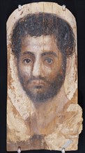Mummy Portrait of a Bearded Man; Egypt; 140 - 160; Encaustic on wood, linen; 43 × 22.5 cm, 16 15,16 × 8 7,8 in