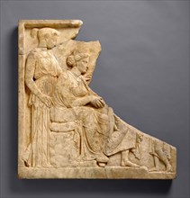 Votive Relief to Demeter and Kore; Greece; 425 - 400 B.C; Marble; 53 × 53 × 3.9 cm, 20 7,8 × 20 7,8 × 1 9,16 in