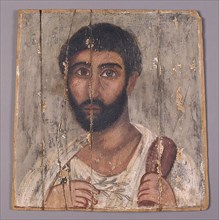 Triptych Panel with a Portrait of a Bearded Man from a Shrine; Egypt; 100; Tempera on wood; 36 × 37.5 × 0.3 cm