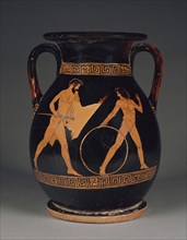 Attic Red-Figure Pelike; Achilles Painter; Athens, Greece; 445 - 440 BC; Terracotta; 23.5 × 13.8 cm, 9 1,4 × 5 7,16 in