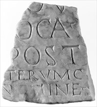 Fragment of a Roman Funerary Inscription; Roman Empire; 2nd century; Marble; 12.1 x 10.9 cm, 4 3,4 x 4 5,16 in