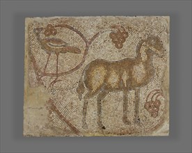 Mosaic Fragment with Donkey and Bird; Syria; 5th - 6th century; Mosaic; 91.4 x 106.7 cm, 36 x 42 in